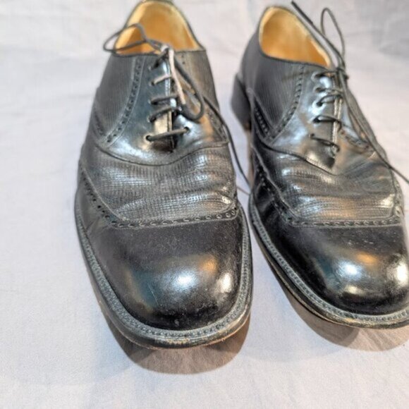 Mezlan Black Leather Textured Dress Shoes Oxford Derby Men Size 10 - Picture 3 of 11
